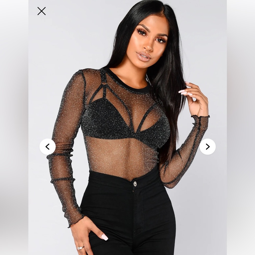 Black Sparkle Top Sheer NWT
